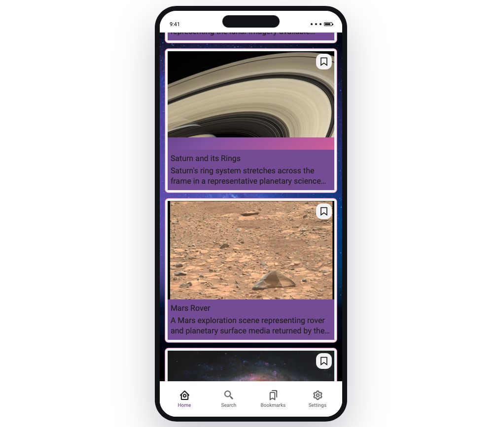 Galacticlip NASA API Mobile App screenshot